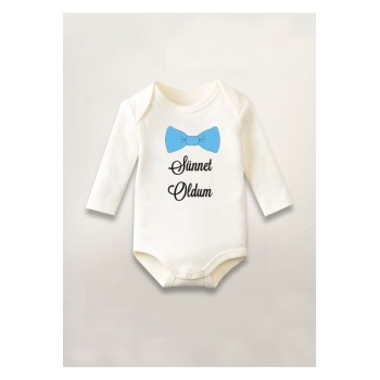 Sünnet Oldum Baskılı Pamuklu Uzun Kollu Çıtçıtlı Bebek Body Zıbın Atlet Tulum