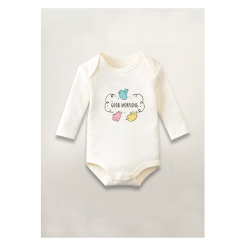 Good Morning Günaydın Baskılı Pamuklu Uzun Kollu Çıtçıtlı Bebek Body Zıbın Atlet Tulum