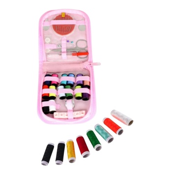 İplik Set Fermuarlı Plastik Dikiş Seti Pembe