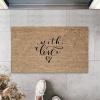 Bej Kapı Önü Paspası With Love Desen  K-3295