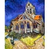 Kanvas Sayılarla Boyama Seti Kasnaklı-Çerçeveli Van Gogh Auversdeki Kilise