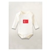 Türkiye Türk Bayrağı Baskılı Pamuklu Uzun Kollu Çıtçıtlı Bebek Body Zıbın Atlet Tulum