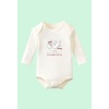 Unisex Bebek Body Leylekli Tasarımlı Pamuklu Beyaz