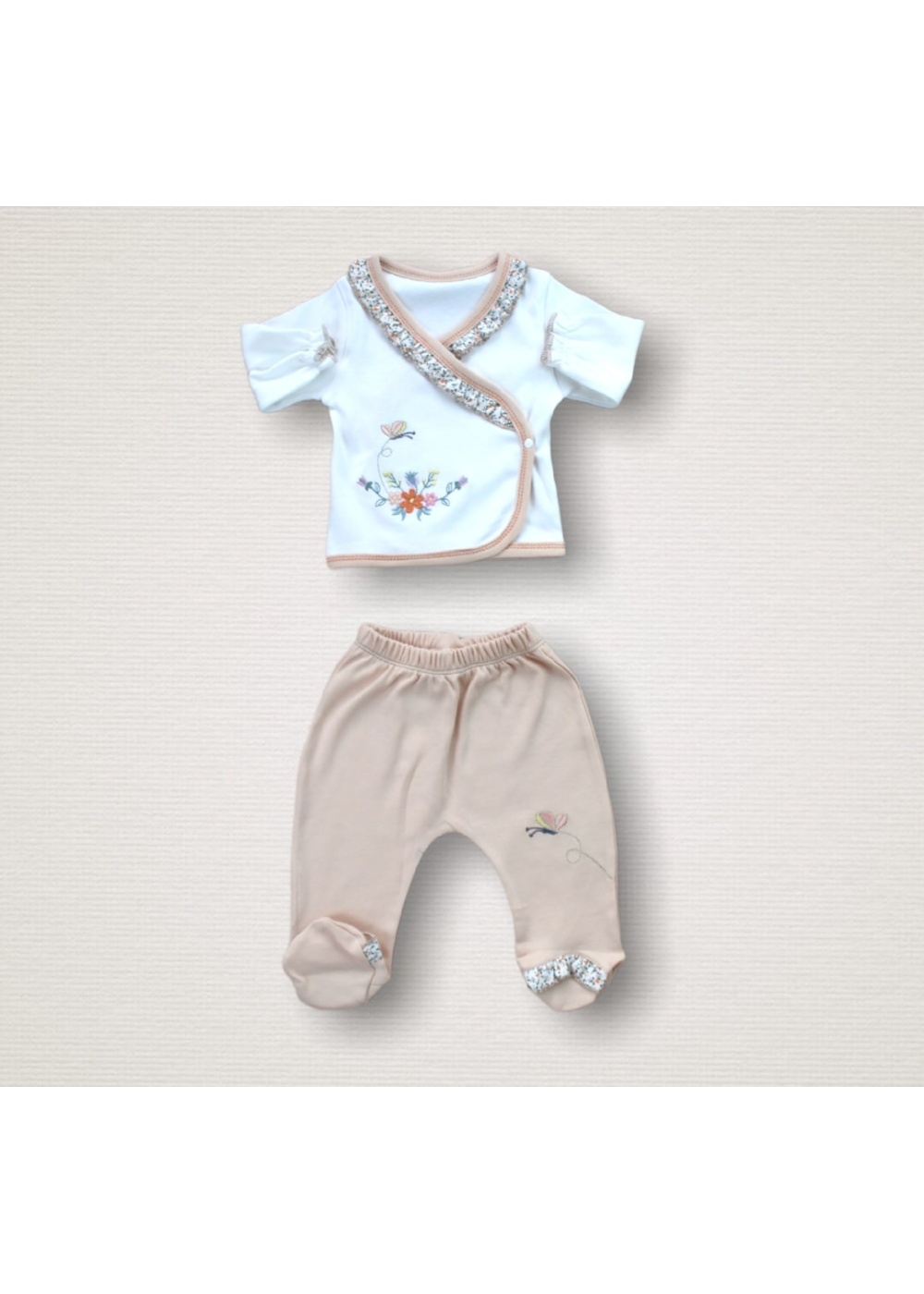 Erguvan Taç Nakışlı %100 Cotton Antibakteriyel Kız Bebek 10lu Zıbın Takımı Hastane Çıkışı