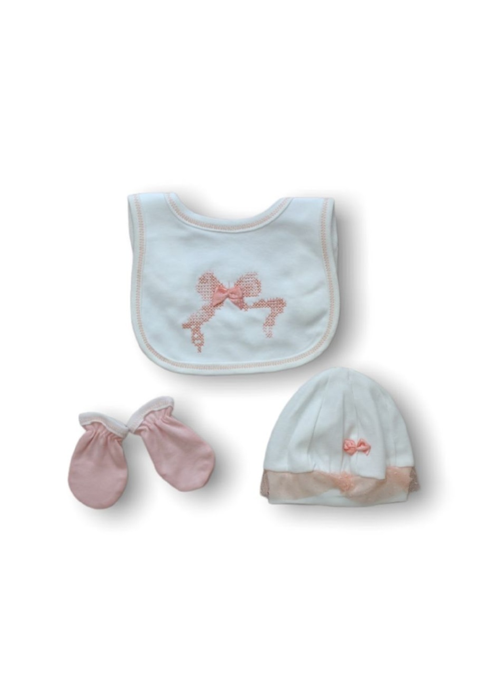 Kanaviçe Nakışlı %100 Cotton Antibakteriyel 5li Zıbın Takımı Hastane Çıkışı