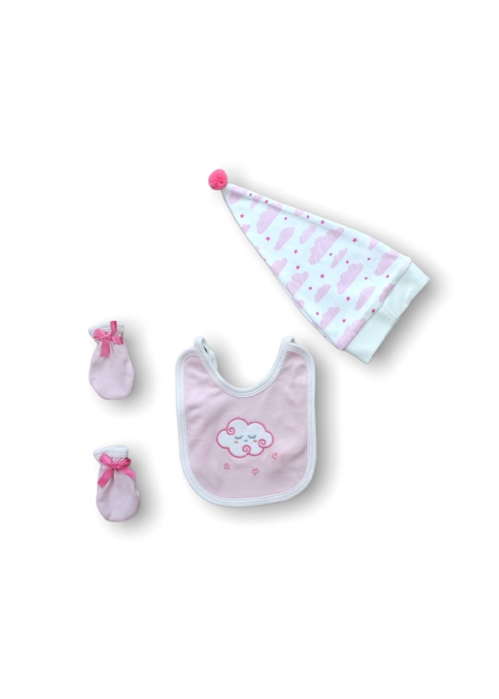 Uykucu Bulut Nakışlı %100 Cotton Antibakteriyel 5li Zıbın Takımı Hastane Çıkışı