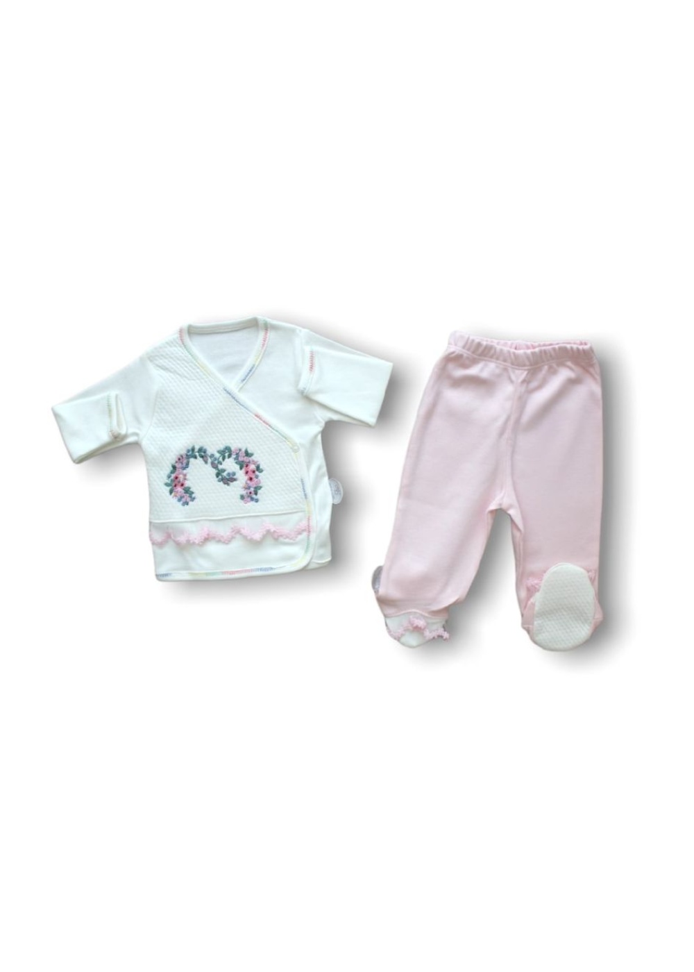 Anadolunun Kalbi Nakışlı %100 Cotton Antibakteriyel 5li Zıbın Takımı Hastane Çıkışı