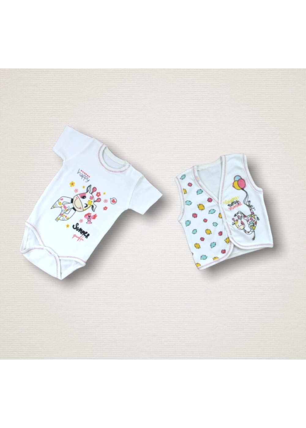 Love Zürafa Nakışlı %100 Cotton Antibakteriyel 10lu Zıbın Takımı Hastane Çıkışı