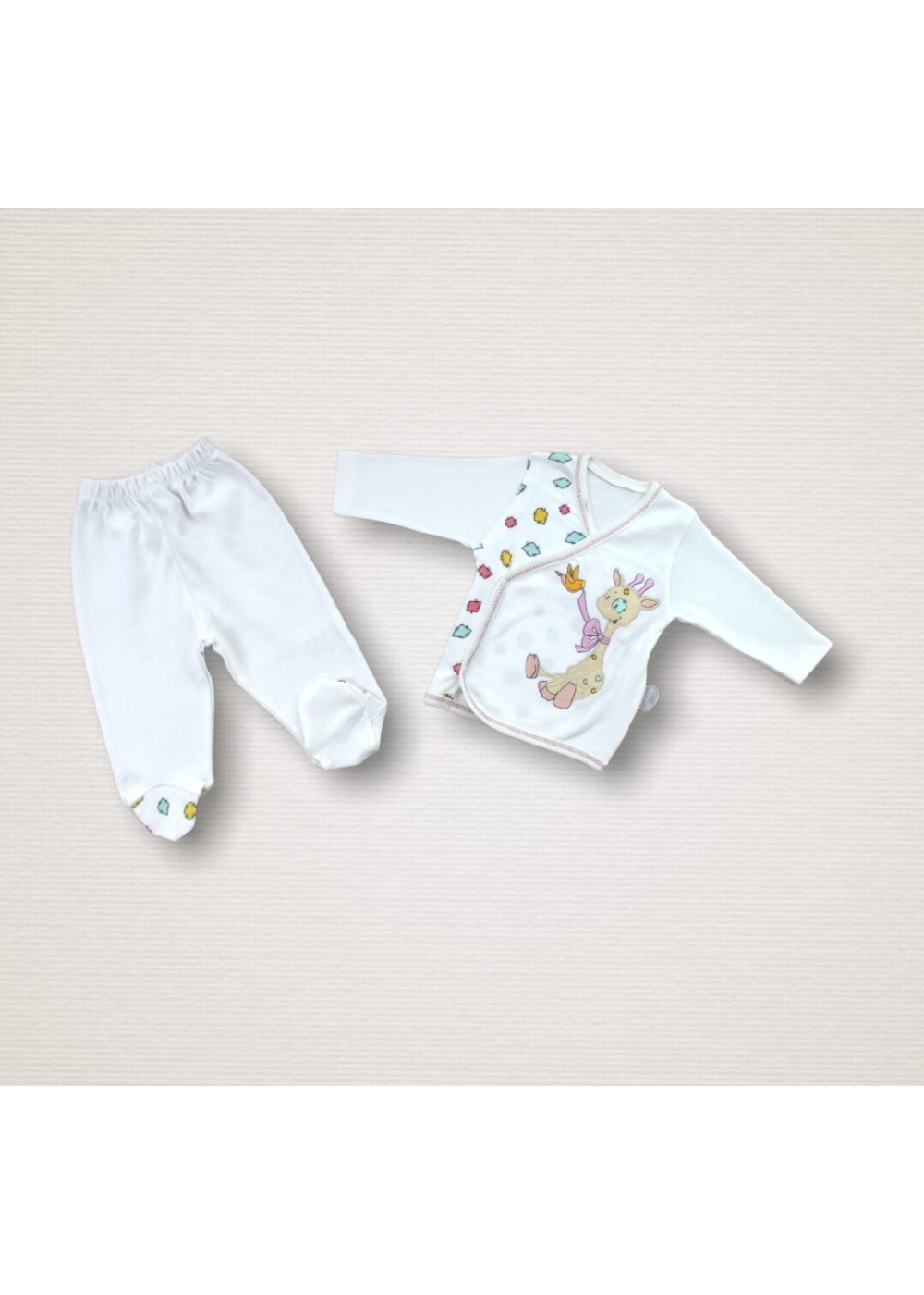 Love Zürafa Nakışlı %100 Cotton Antibakteriyel 10lu Zıbın Takımı Hastane Çıkışı