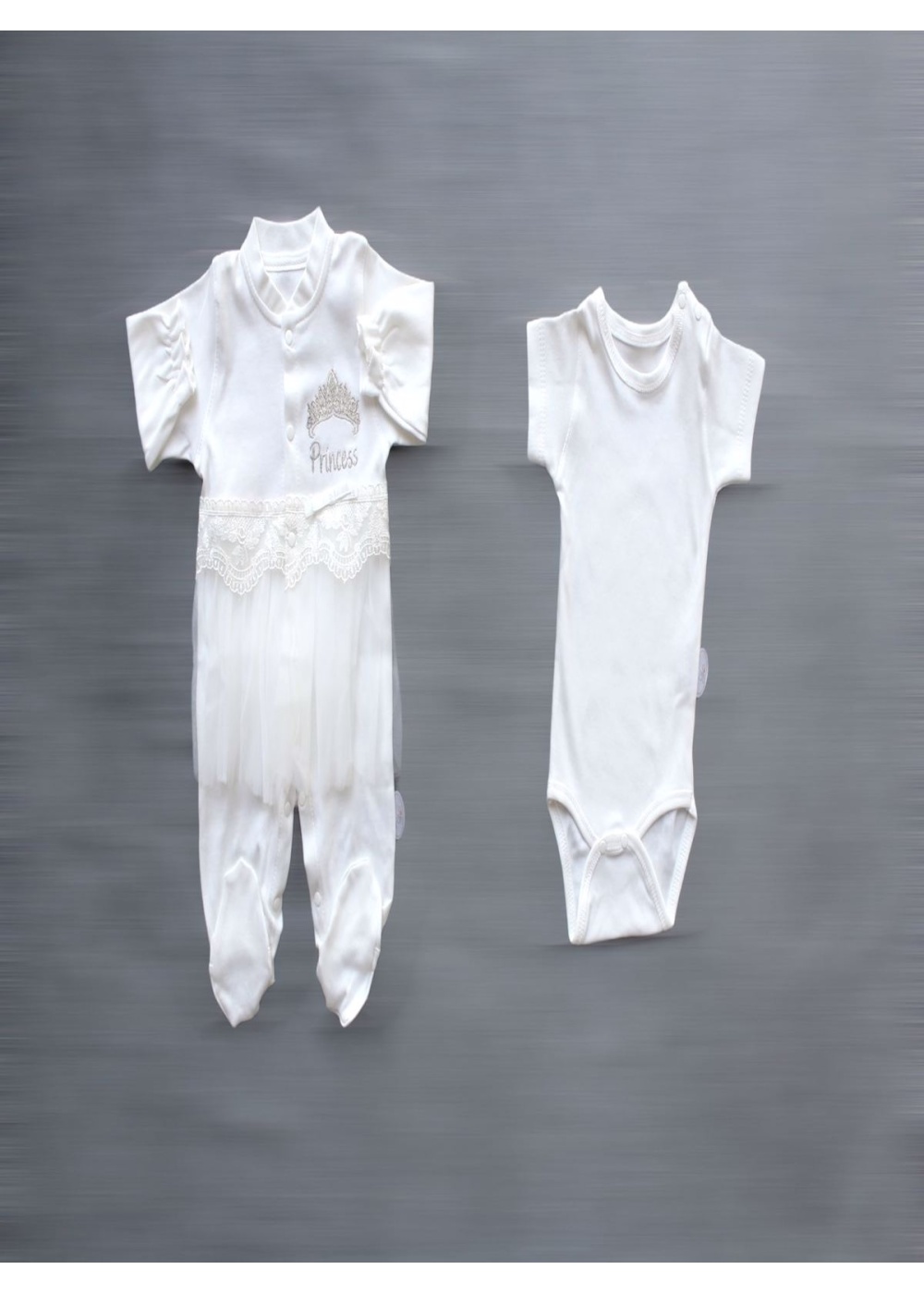 Taçlı Prensesim Nakışlı %100 Cotton Antibakteriyel 10lu Zıbın Takımı Hastane Çıkışı