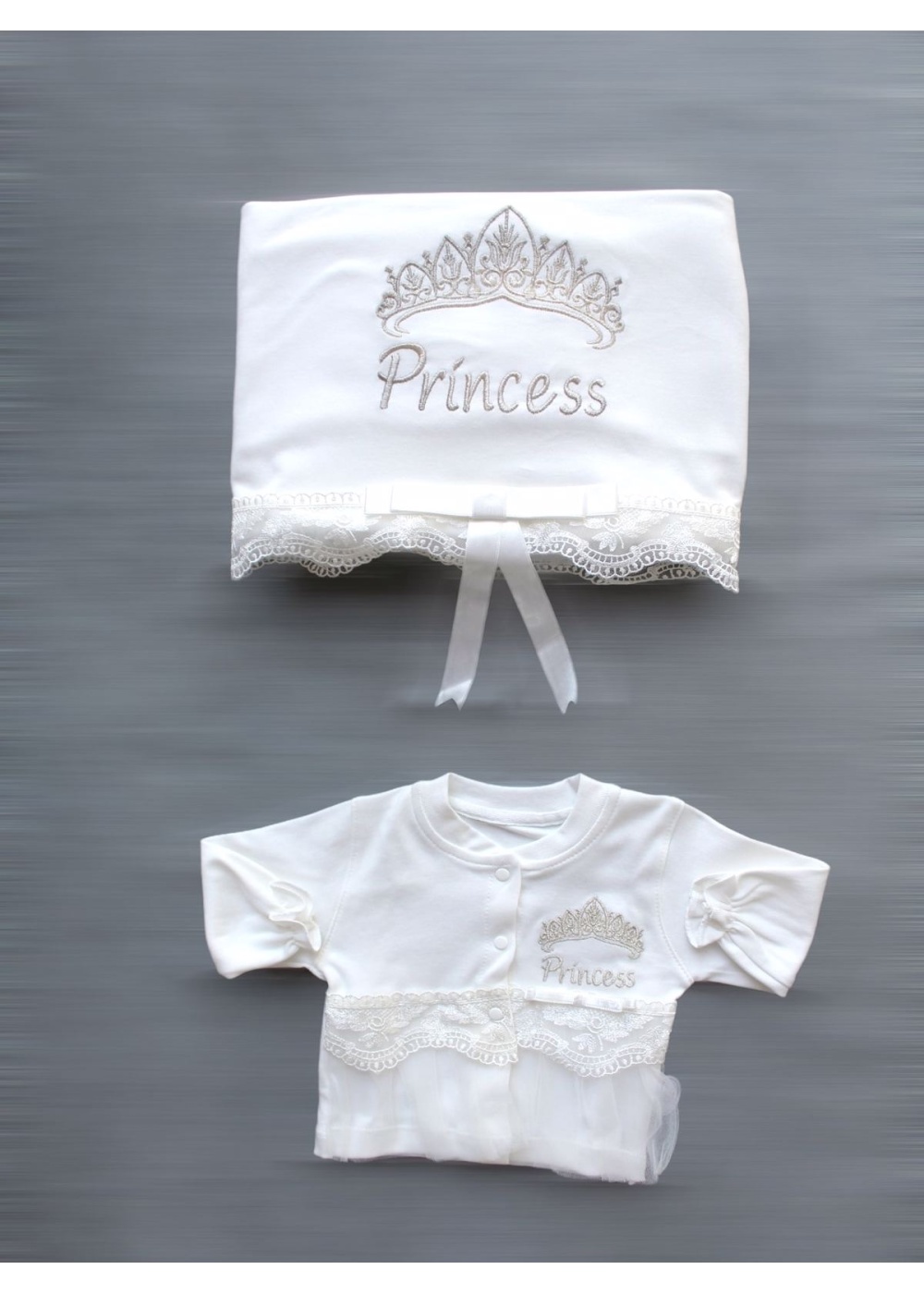 Taçlı Prensesim Nakışlı %100 Cotton Antibakteriyel 10lu Zıbın Takımı Hastane Çıkışı