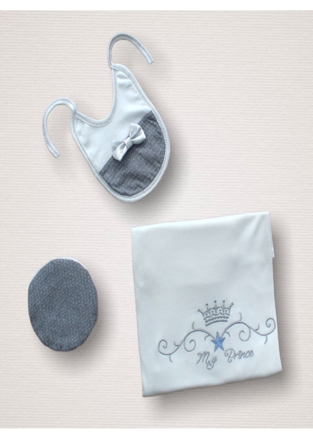 Süper Prens Nakışlı %100 Cotton Antibakteriyel 10lu Zıbın Takımı Hastane Çıkışı