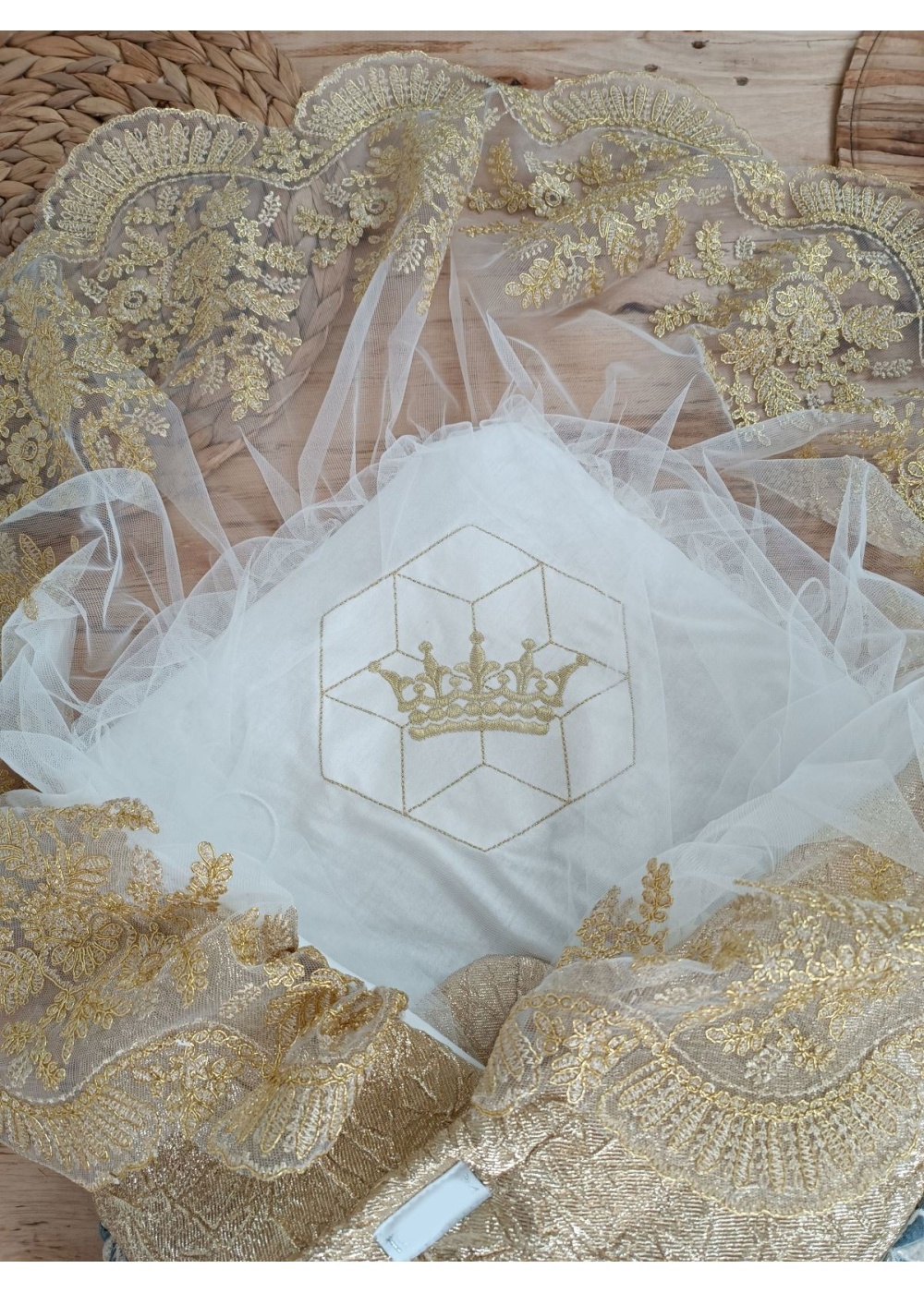 Yenidoğan Ultralüks Piramit Desenli Güpürlü Bebek Battaniyesi Kundak