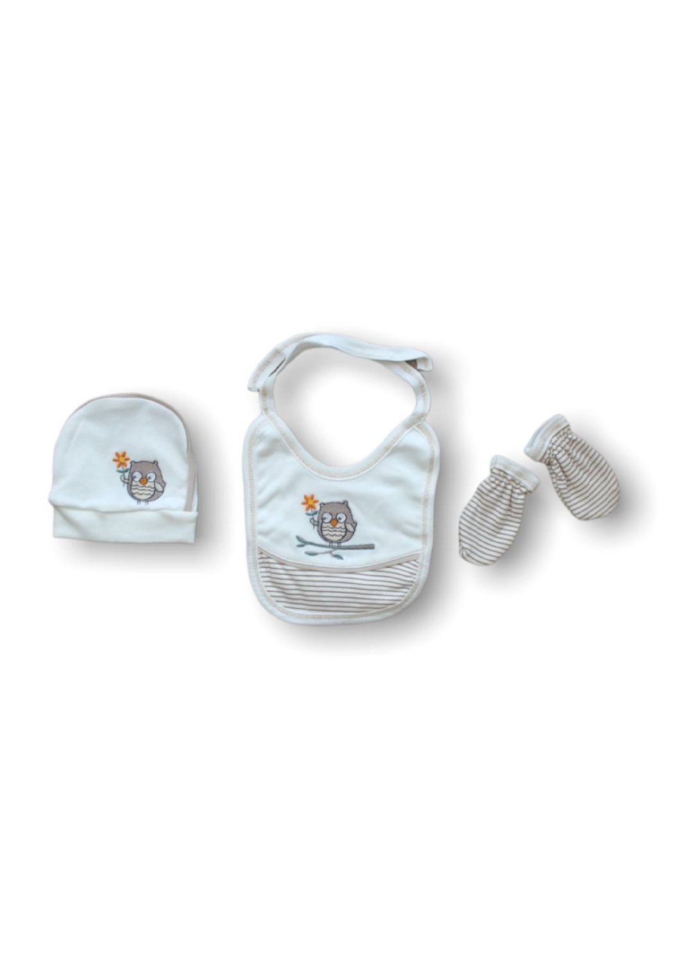 Romantik Çift Baykuş Nakışlı %100 Cotton Antibakteriyel 5li Zıbın Takımı Hastane Çıkışı