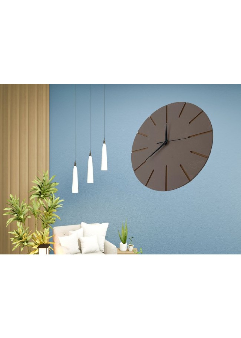 Ahşap Minimal Dekoratif Duvar Saati - 33x33 cm Vizon