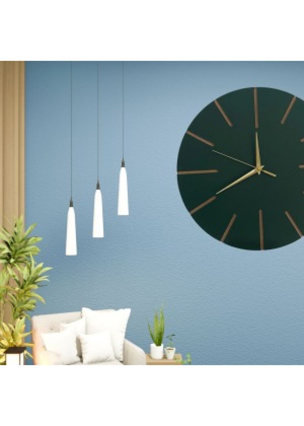 Ahşap Minimal Dekoratif Duvar Saati - 33x33 cm Petrol Yeşili