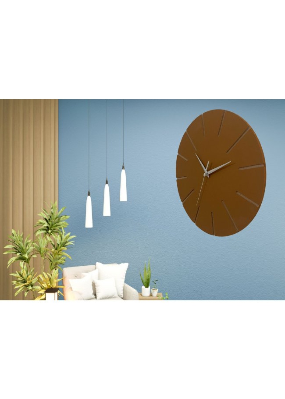 Ahşap Minimal Dekoratif Duvar Saati - 33x33 cm Kahverengi