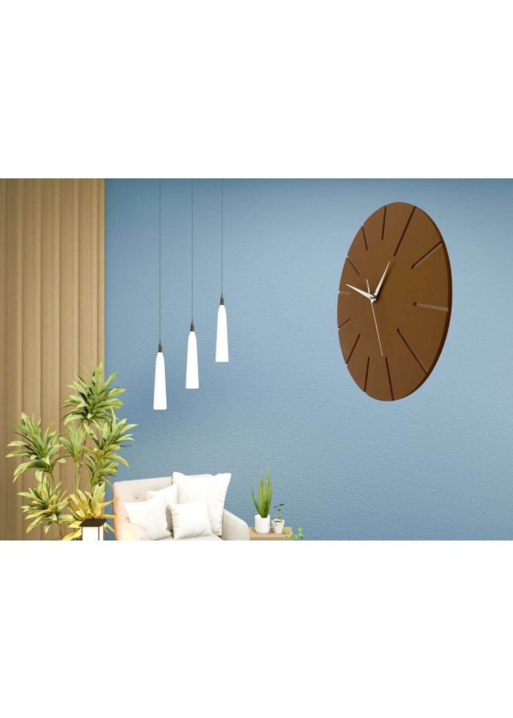 Ahşap Minimal Dekoratif Duvar Saati - 33x33 cm Kahverengi