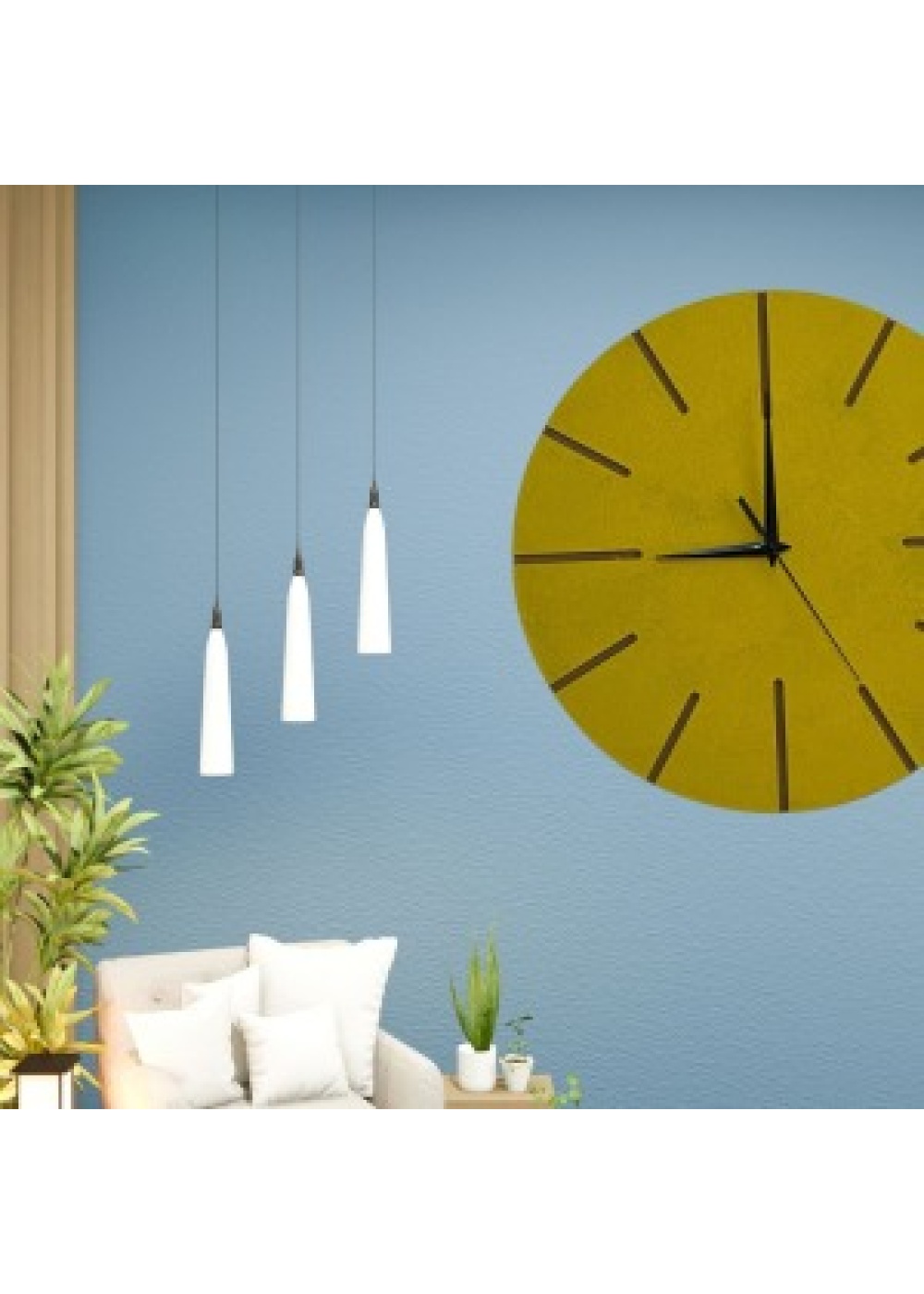 Ahşap Minimal Dekoratif Duvar Saati - 33x33 cm Hardal