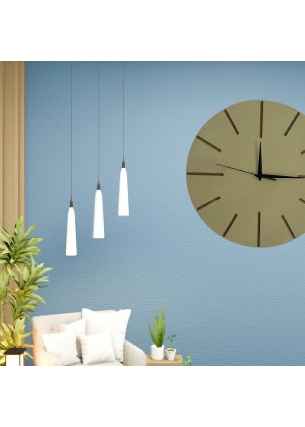 Ahşap Minimal Dekoratif Duvar Saati - 33x33 cm Bej