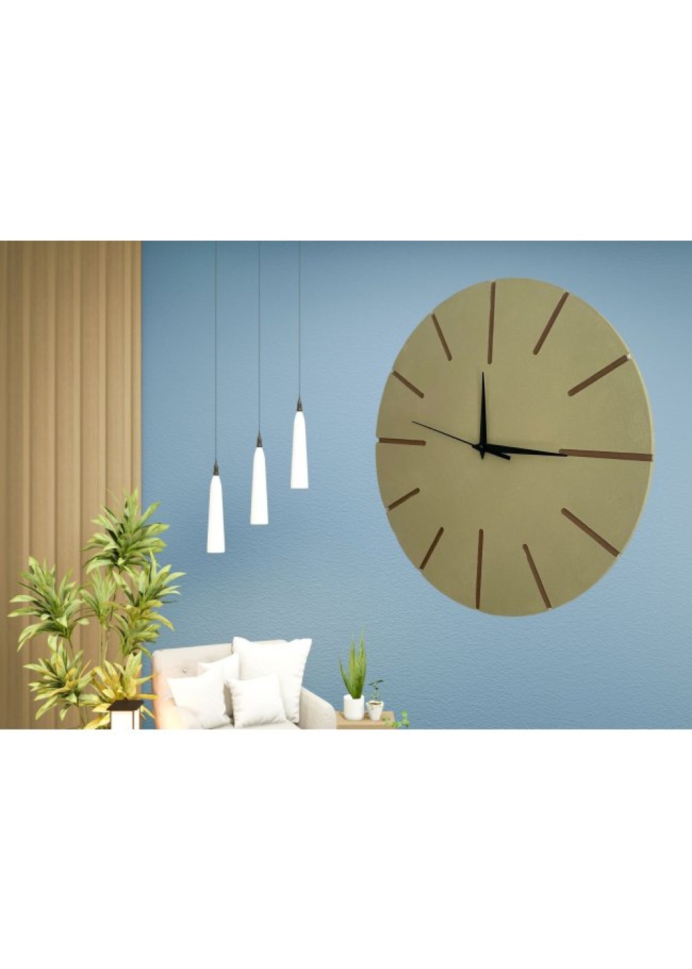Ahşap Minimal Dekoratif Duvar Saati - 33x33 cm Bej