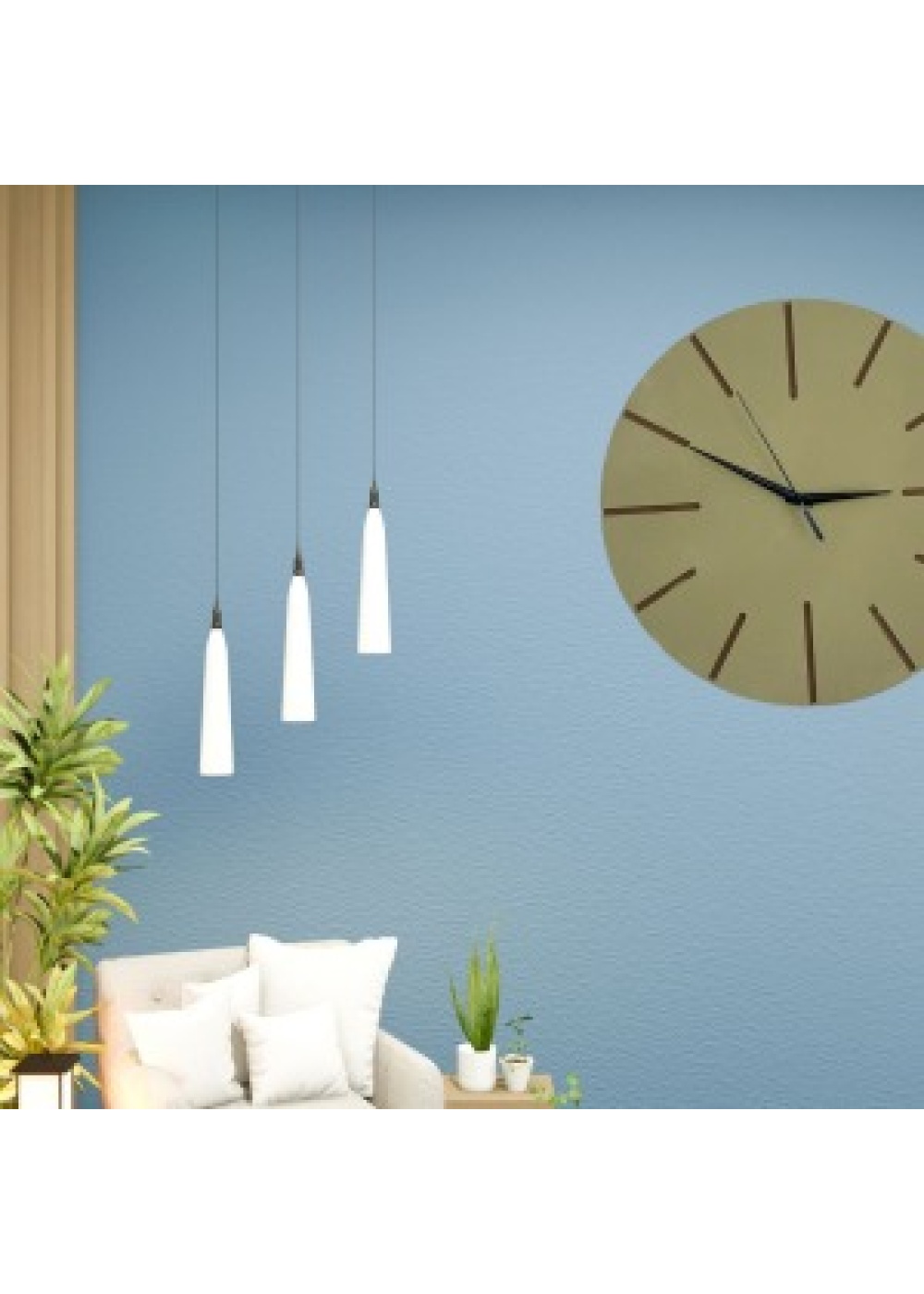 Ahşap Minimal Dekoratif Duvar Saati - 33x33 cm Açık Sarı