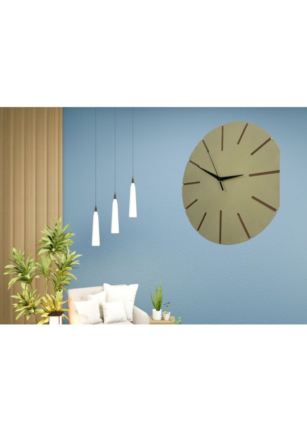 Ahşap Minimal Dekoratif Duvar Saati - 33x33 cm Açık Sarı