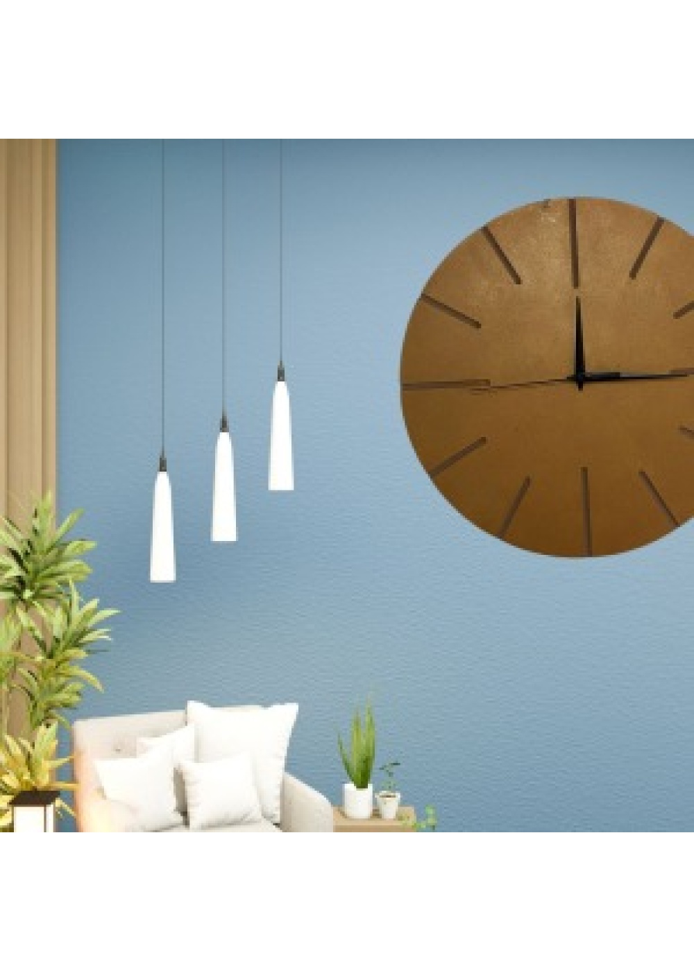 Ahşap Minimal Dekoratif Duvar Saati - 33x33 cm Açık Kahverengi