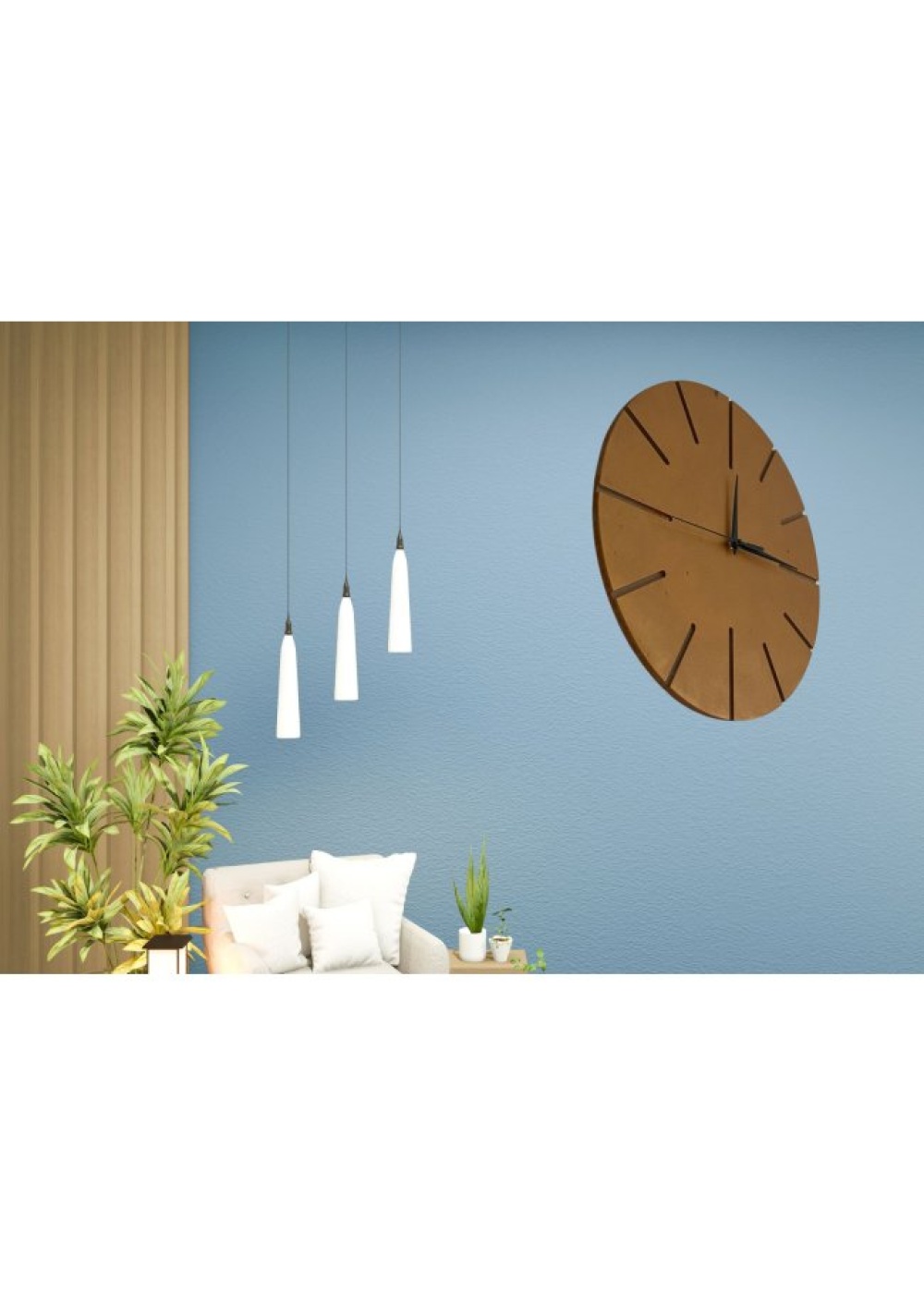 Ahşap Minimal Dekoratif Duvar Saati - 33x33 cm Açık Kahverengi