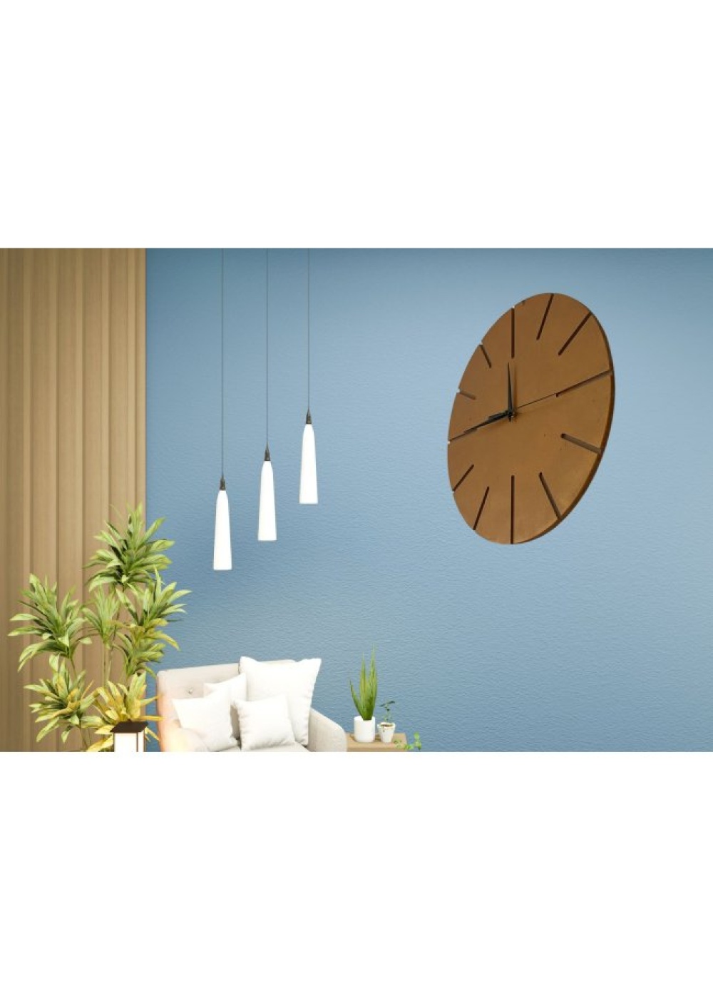 Ahşap Minimal Dekoratif Duvar Saati - 33x33 cm Açık Kahverengi