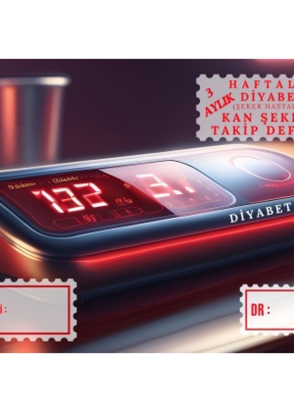 Diyabet Ölçüm Takip Çizelgesi Defteri A Kalite Özel Tasarım 3 Aylık A5 Kırmızı