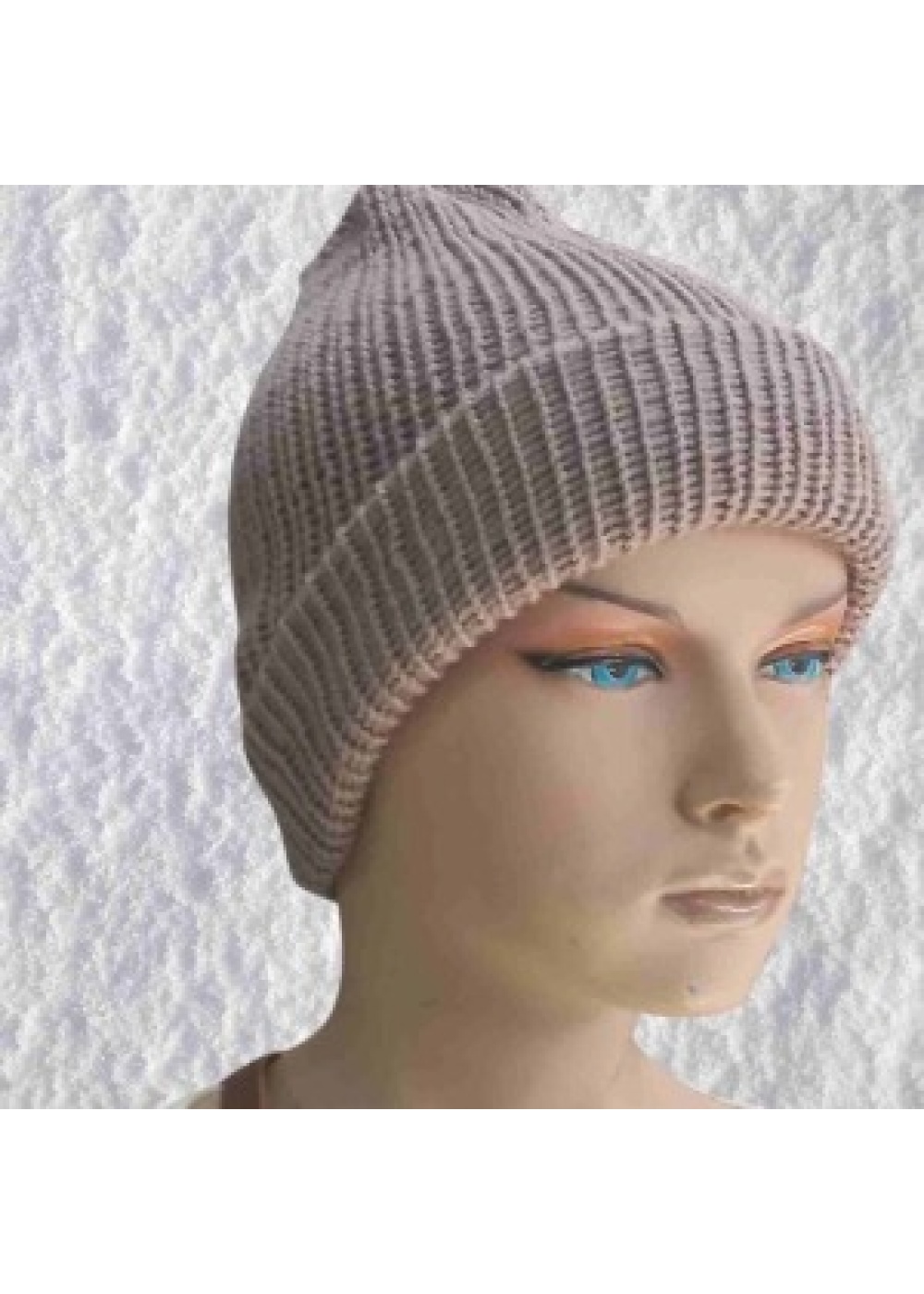 El Örgüsü Doğal Yün ve Akrilik Karışımlı Sıcacık Kış Beresi Vizon Renk