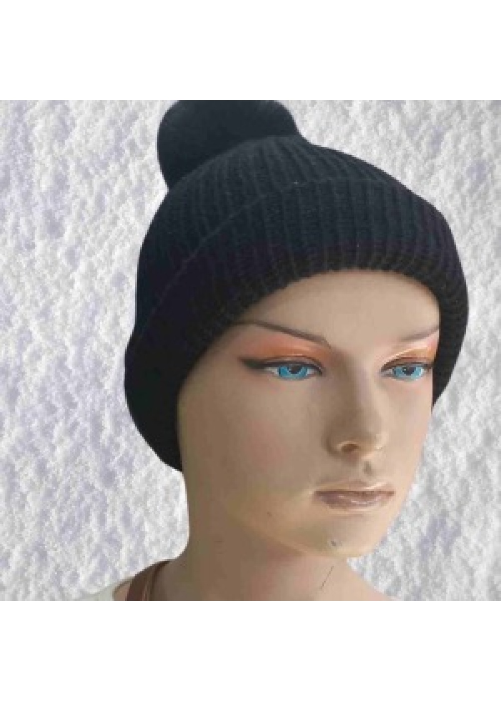 El Örgüsü Doğal Yün ve Akrilik Karışımlı Sıcacık Kış Beresi Siyah Renk