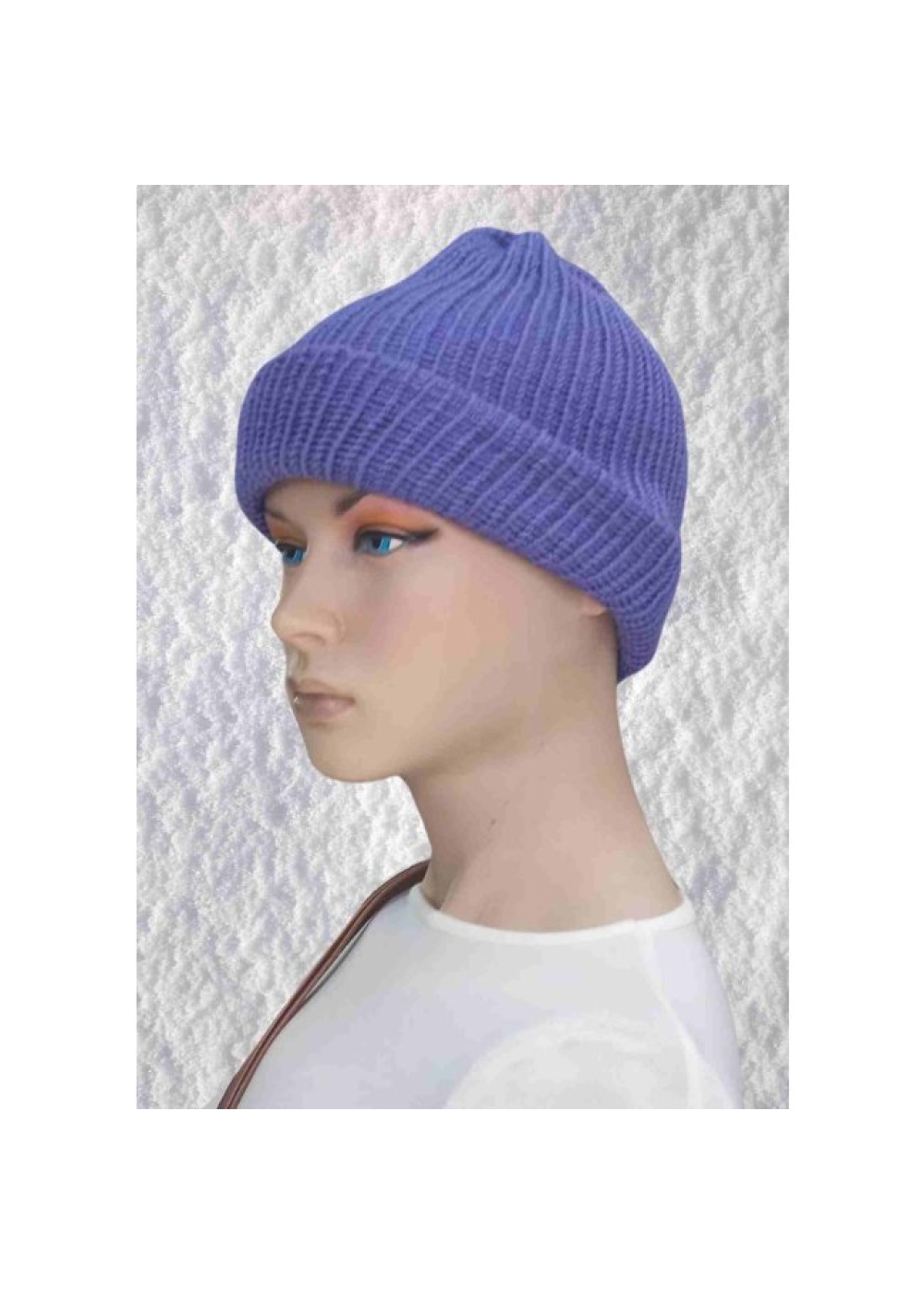 El Örgüsü Doğal Yün ve Akrilik Karışımlı Sıcacık Kış Beresi Mor Renk