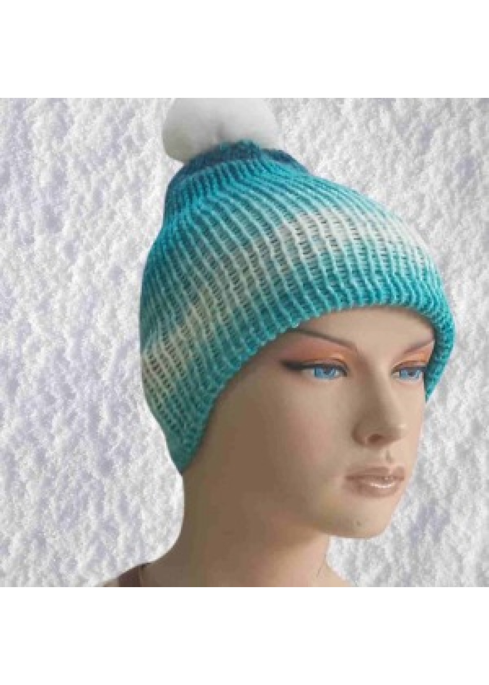 El Örgüsü Doğal Yün ve Akrilik Karışımlı Sıcacık Kış Beresi Mavi Karışık Renk