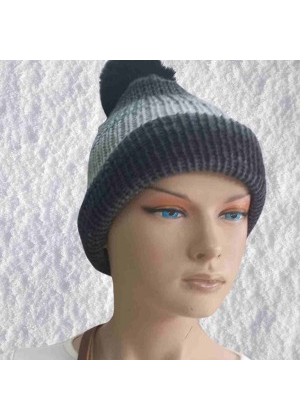 El Örgüsü Doğal Yün ve Akrilik Karışımlı Sıcacık Kış Beresi Koyu Gri Karışık Renk