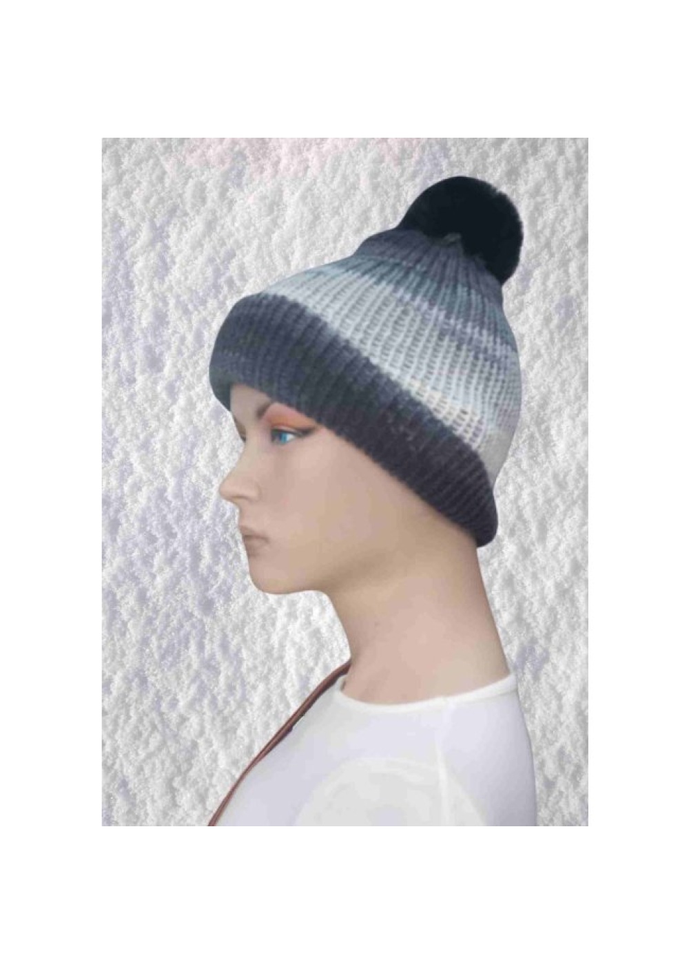 El Örgüsü Doğal Yün ve Akrilik Karışımlı Sıcacık Kış Beresi Koyu Gri Karışık Renk