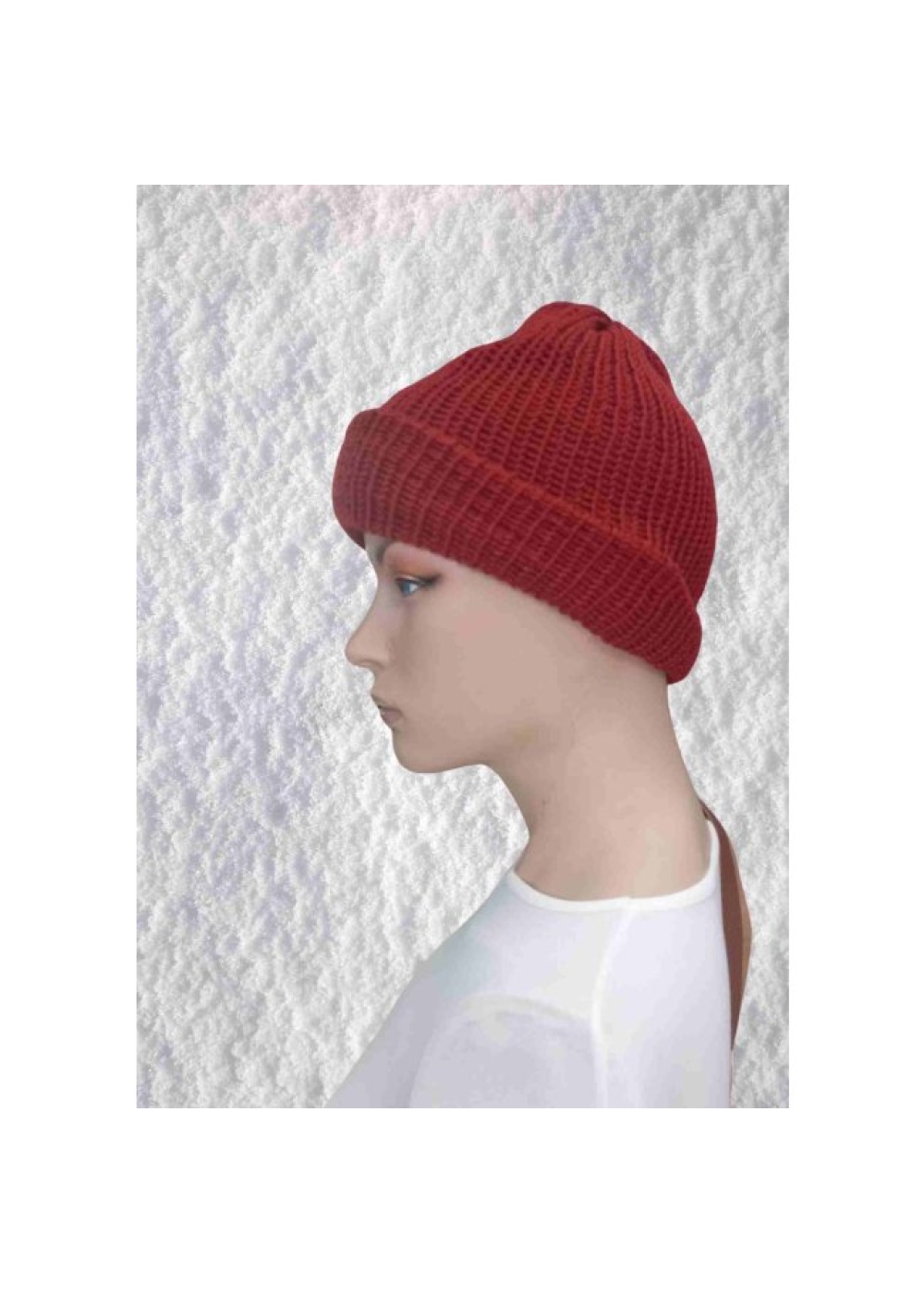 El Örgüsü Doğal Yün ve Akrilik Karışımlı Sıcacık Kış Beresi Kırmızı Renk