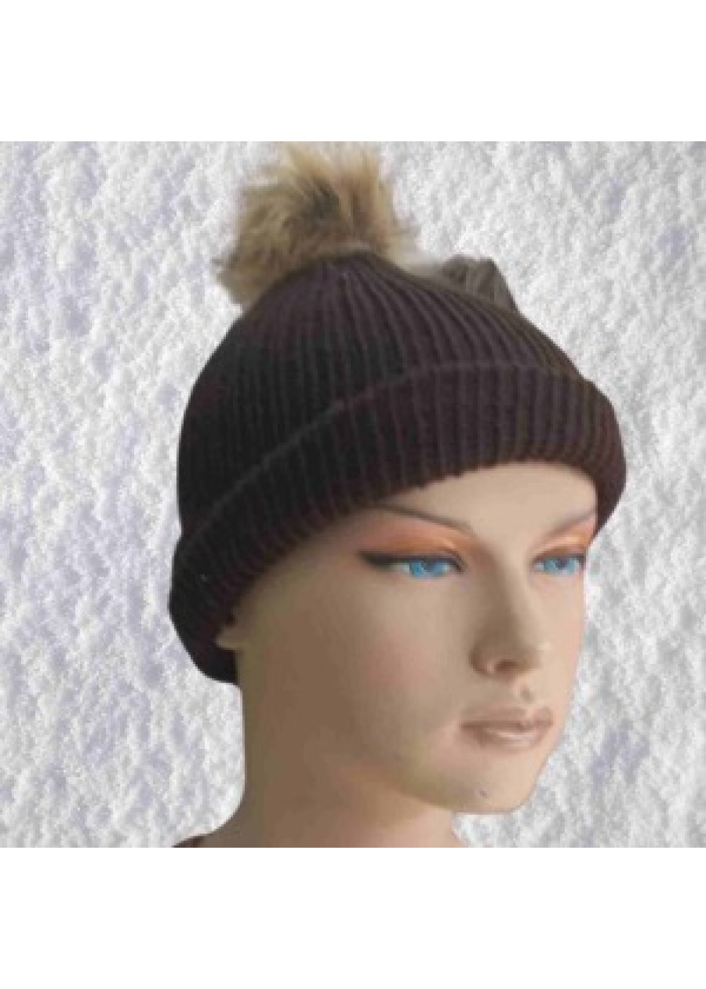 El Örgüsü Doğal Yün ve Akrilik Karışımlı Sıcacık Kış Beresi Kahverengi Renk