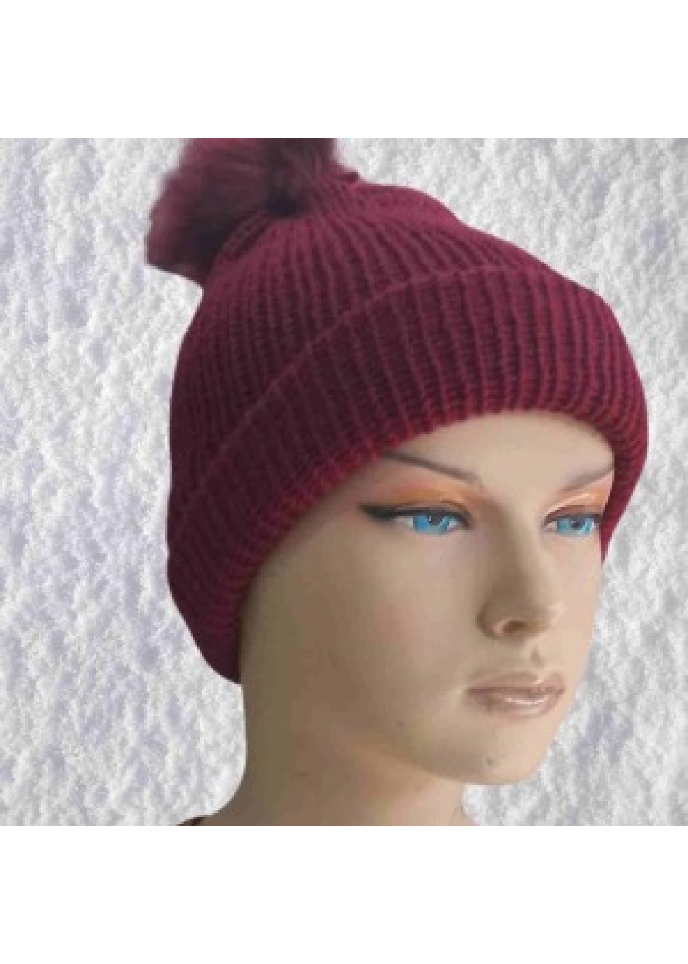El Örgüsü Doğal Yün ve Akrilik Karışımlı Sıcacık Kış Beresi Bordo Renk