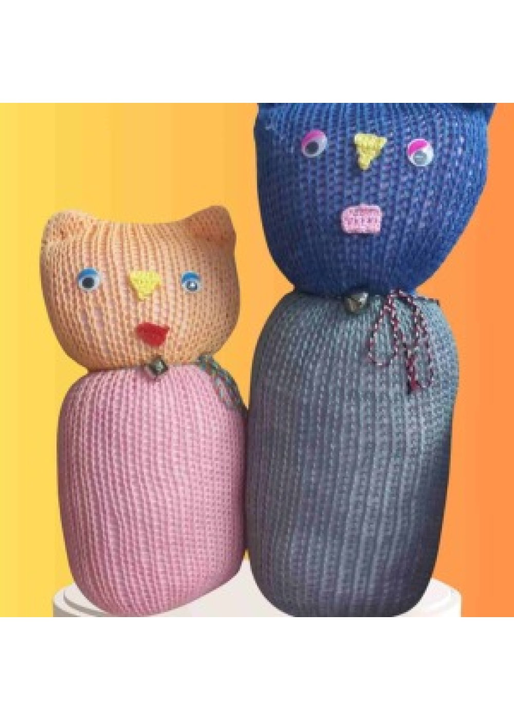 Tıkırık Örgü Yastık Uyku ve Oyun Arkadaşı Şeker&Cingöz - 35 cm-45 cm