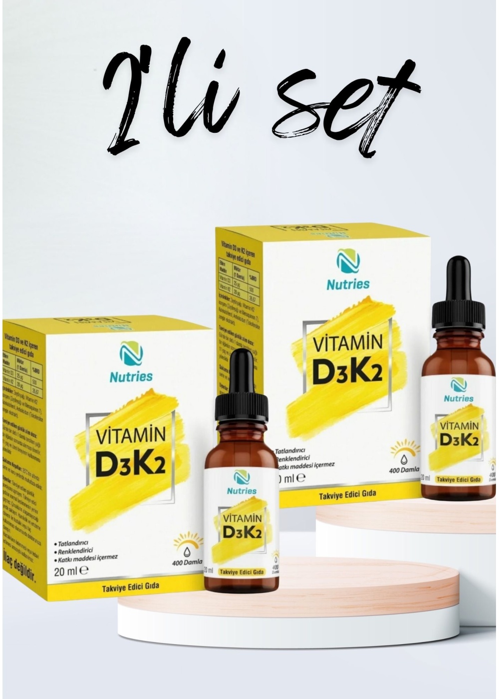 D3K2 Damla 20 ml (1000 IU) – 2’li Avantaj Paketi