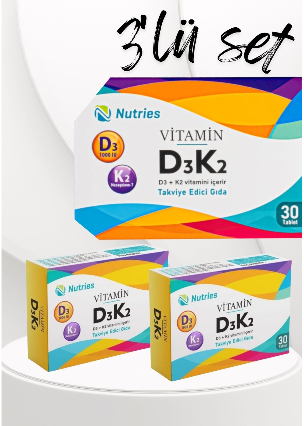 D3K2 Vitamin Takviyesi 30 Tablet – 3’lü Ekonomik Set
