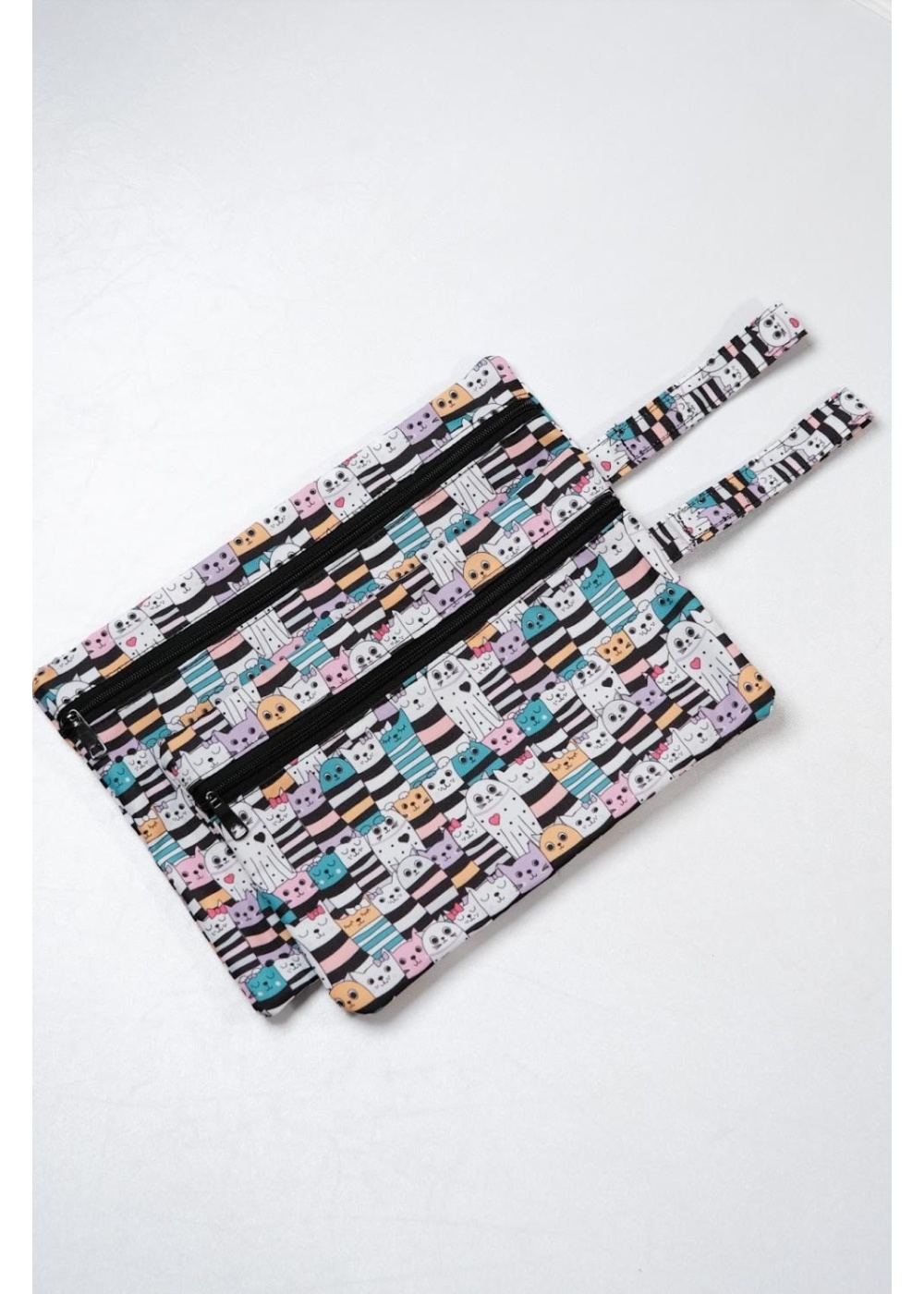 Islak/Kuru Kirli Temiz Kıyafet, Mayo, Bebek Çamaşır Çantası - Sıvı Geçirmez Kedili