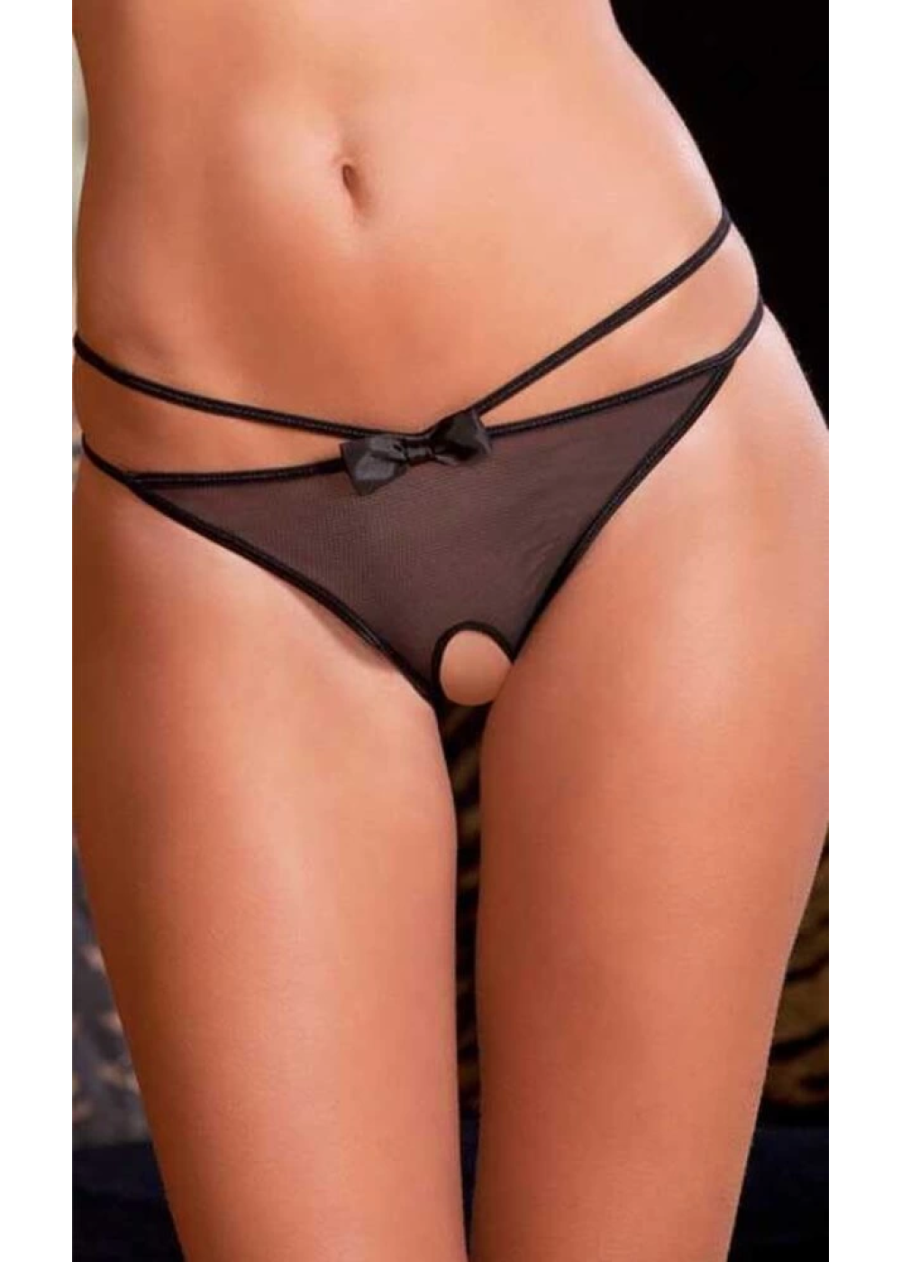 Siyah Özel Bölgesi Açık Transparan Fantazi Külot TM1159