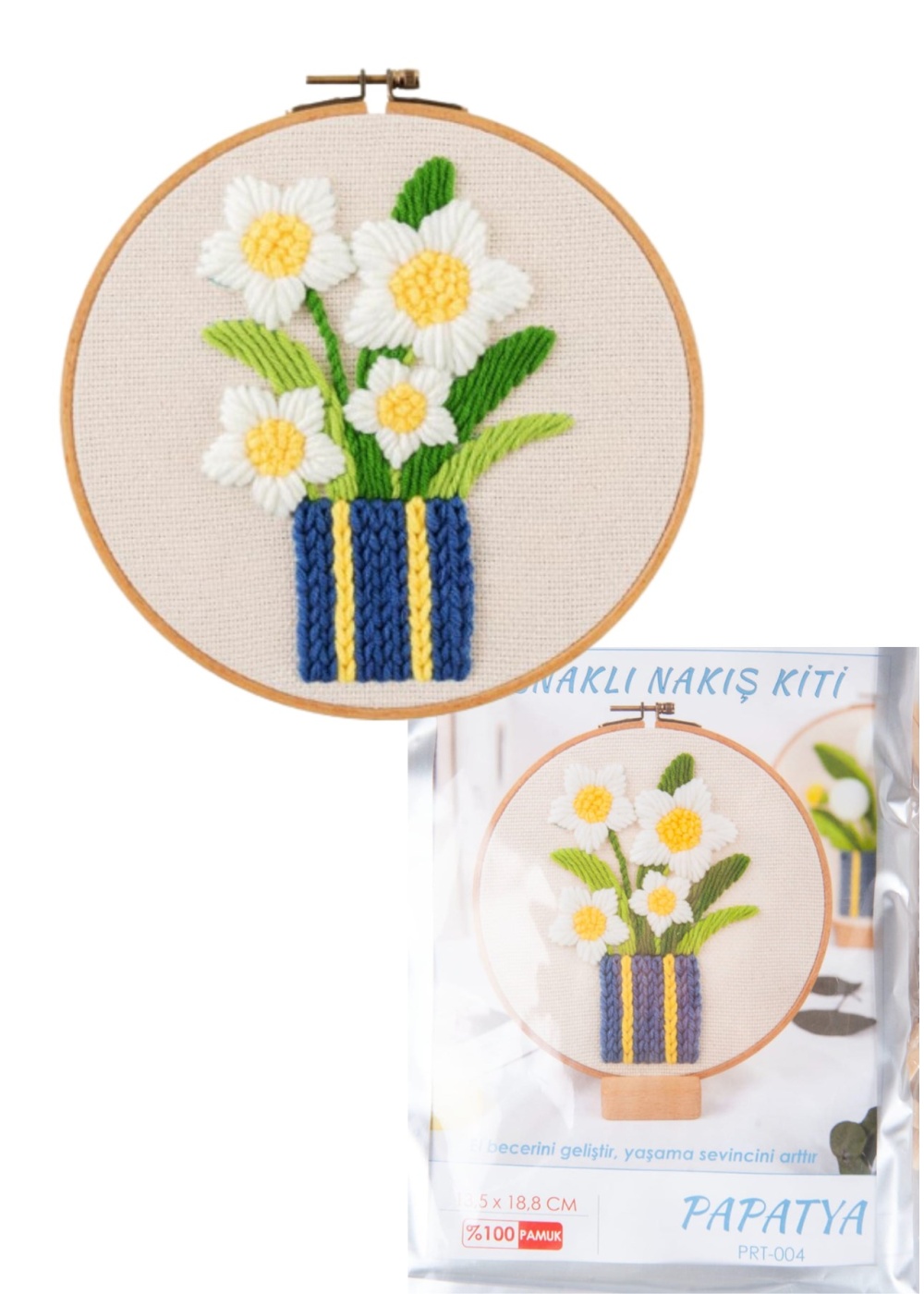 Nakış Kitleri Kasnaklı 13.5 X 18.8 cm Papatya