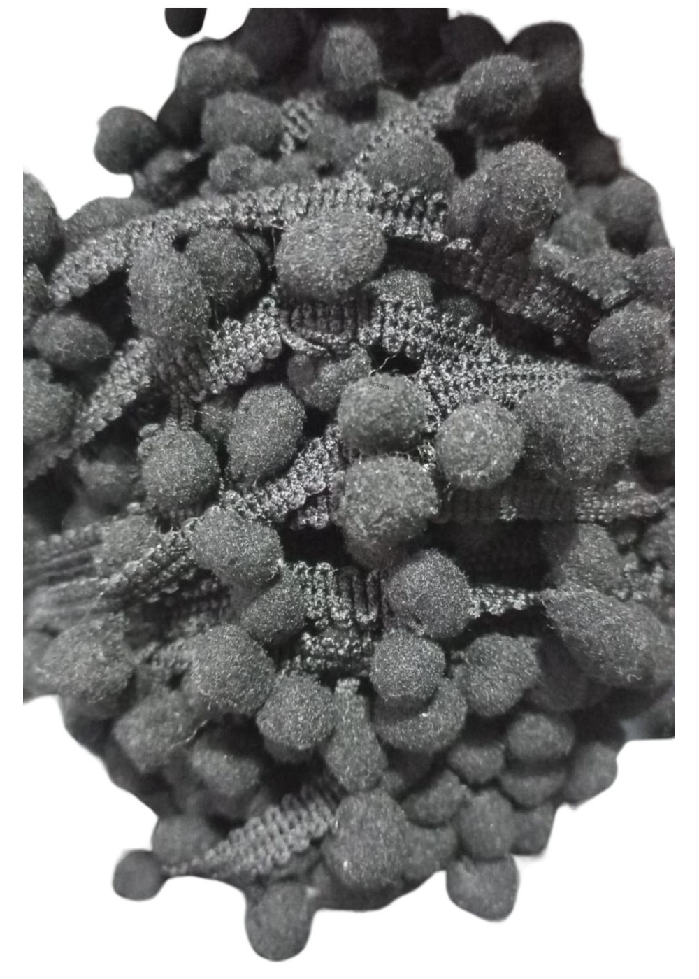 Sıralı Ponpon 1 Metre Siyah