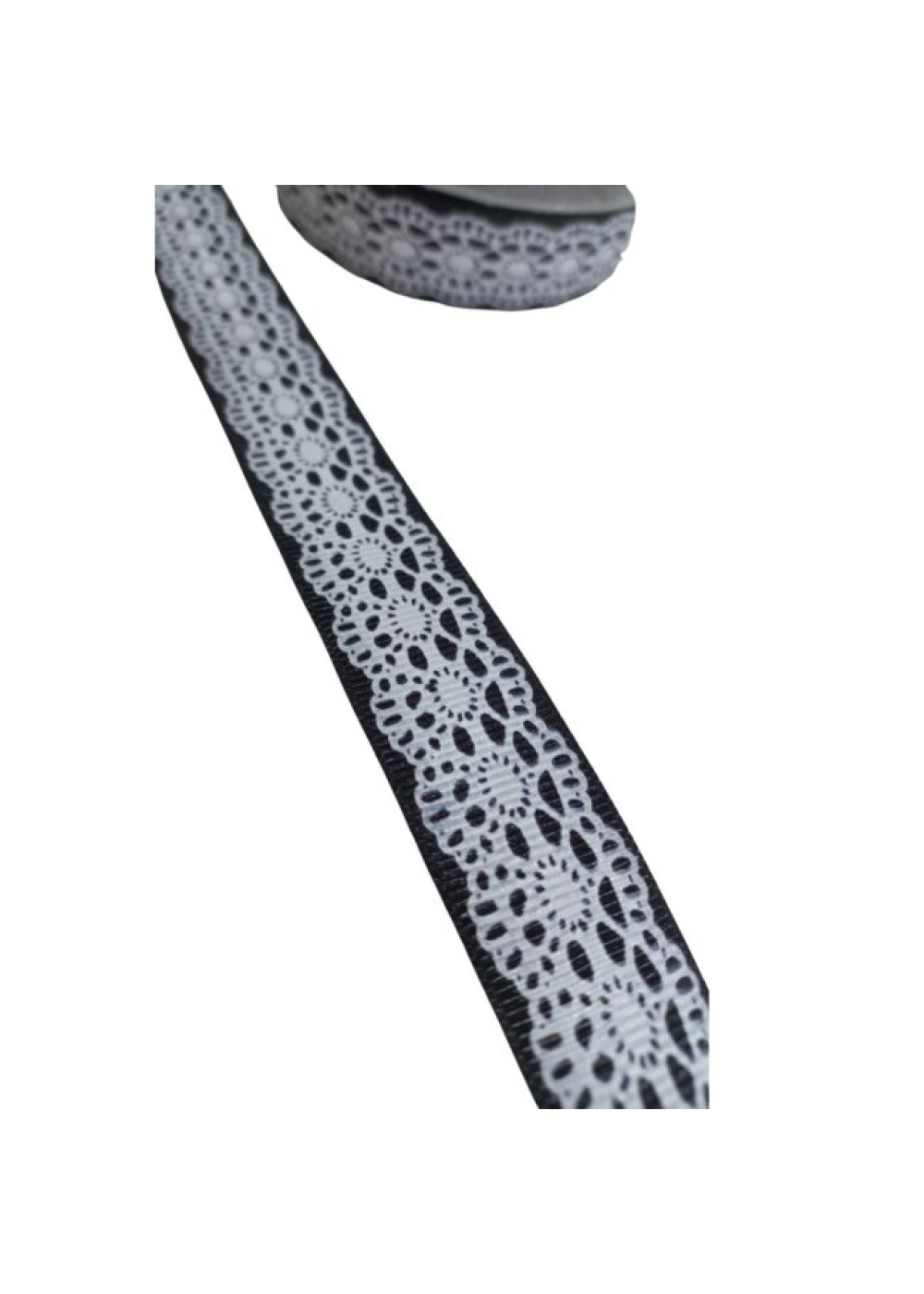 Tafta Dantel Görünümlü Kurdele Siyah 25 mm 5 Metre
