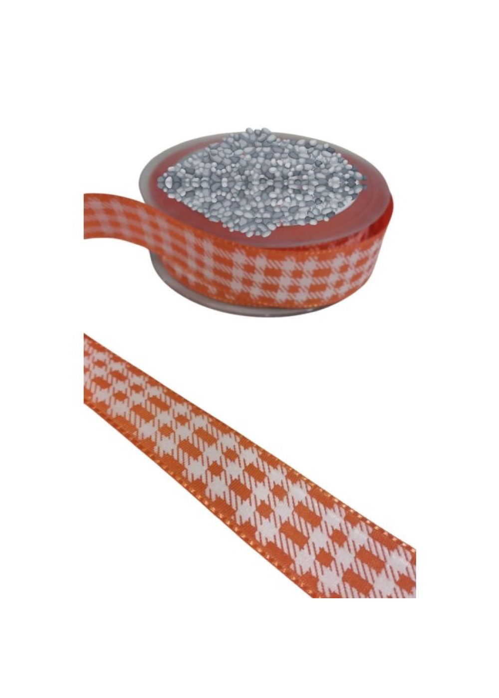 Tafta Ekoseli Kurdele 25 mm Turuncu 5 Metre