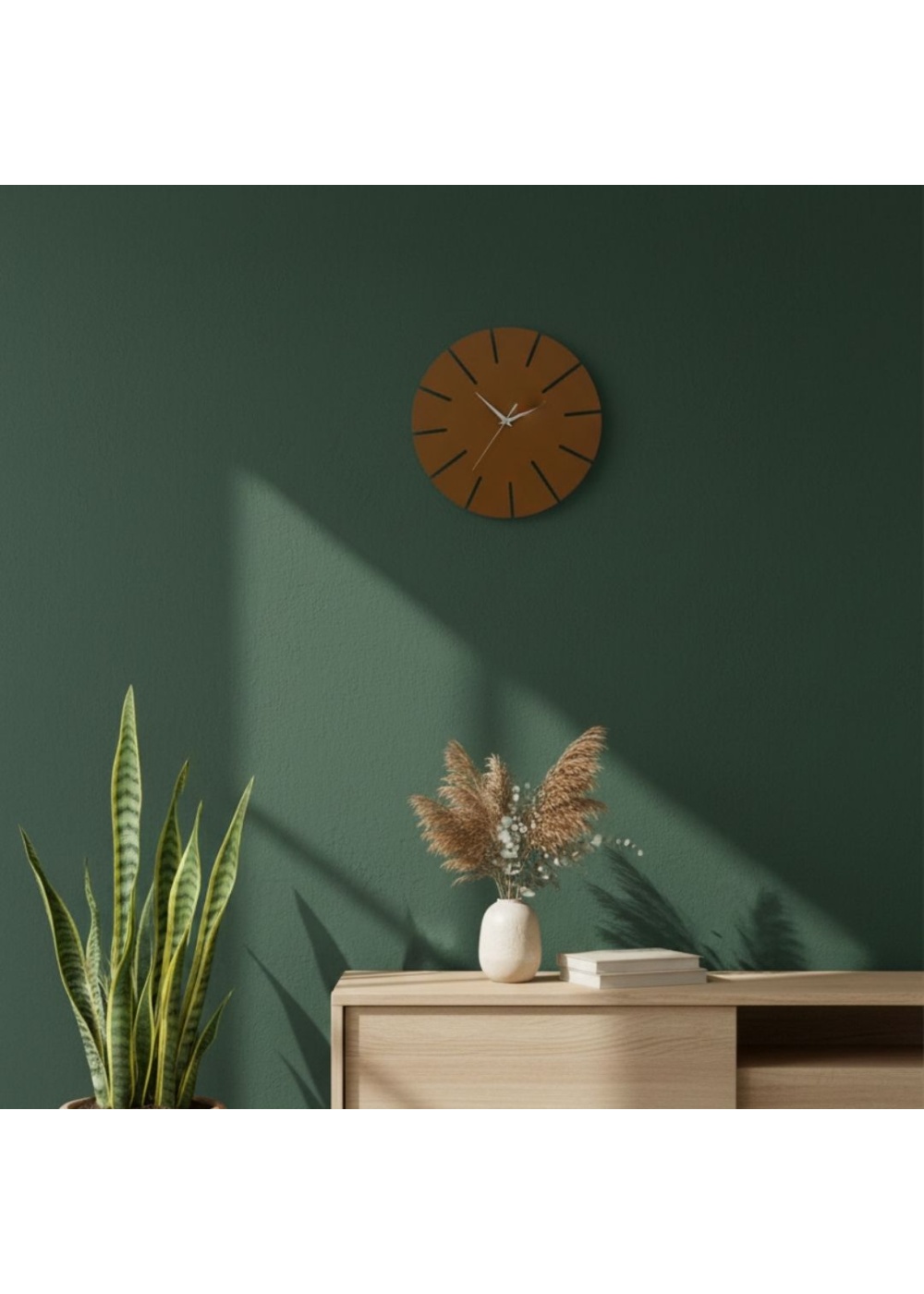 Ahşap Minimal Dekoratif Duvar Saati - 33x33 cm Kahverengi